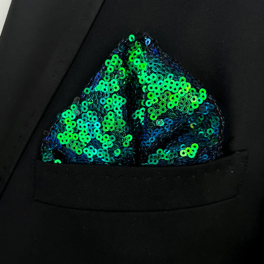 Green and Blue Sequin Pocket Square