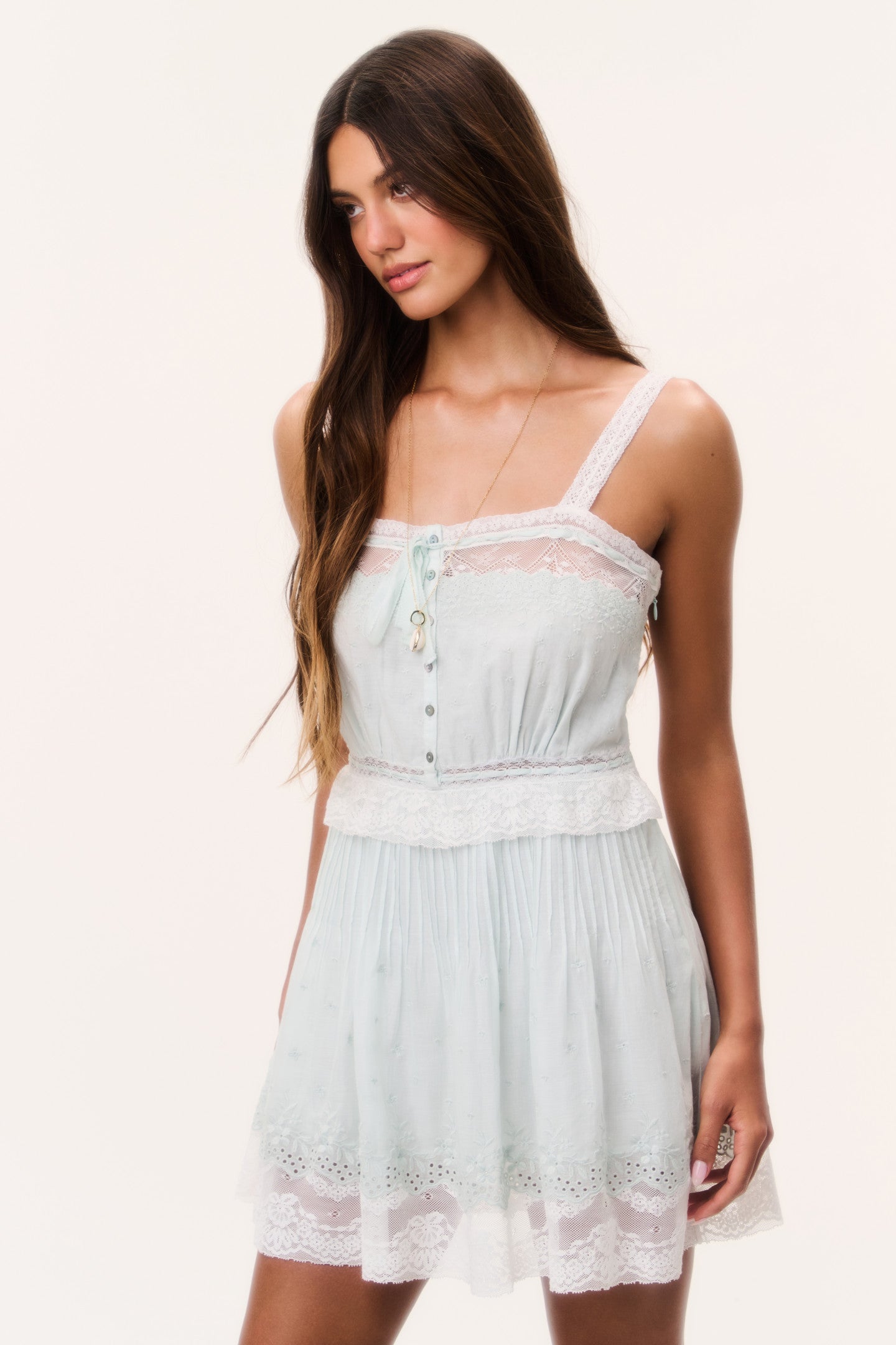 Hadlee Cotton Lace-Trimmed Mini Dress
