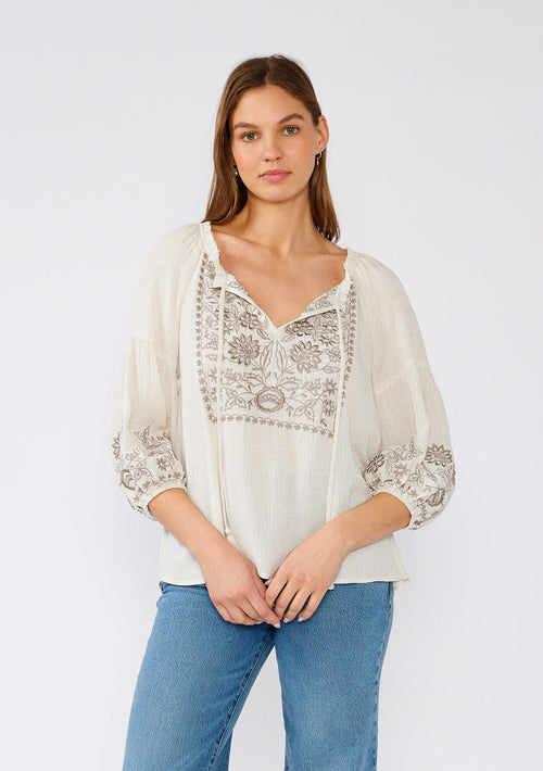 Homecoming Embroidered Peasant Top