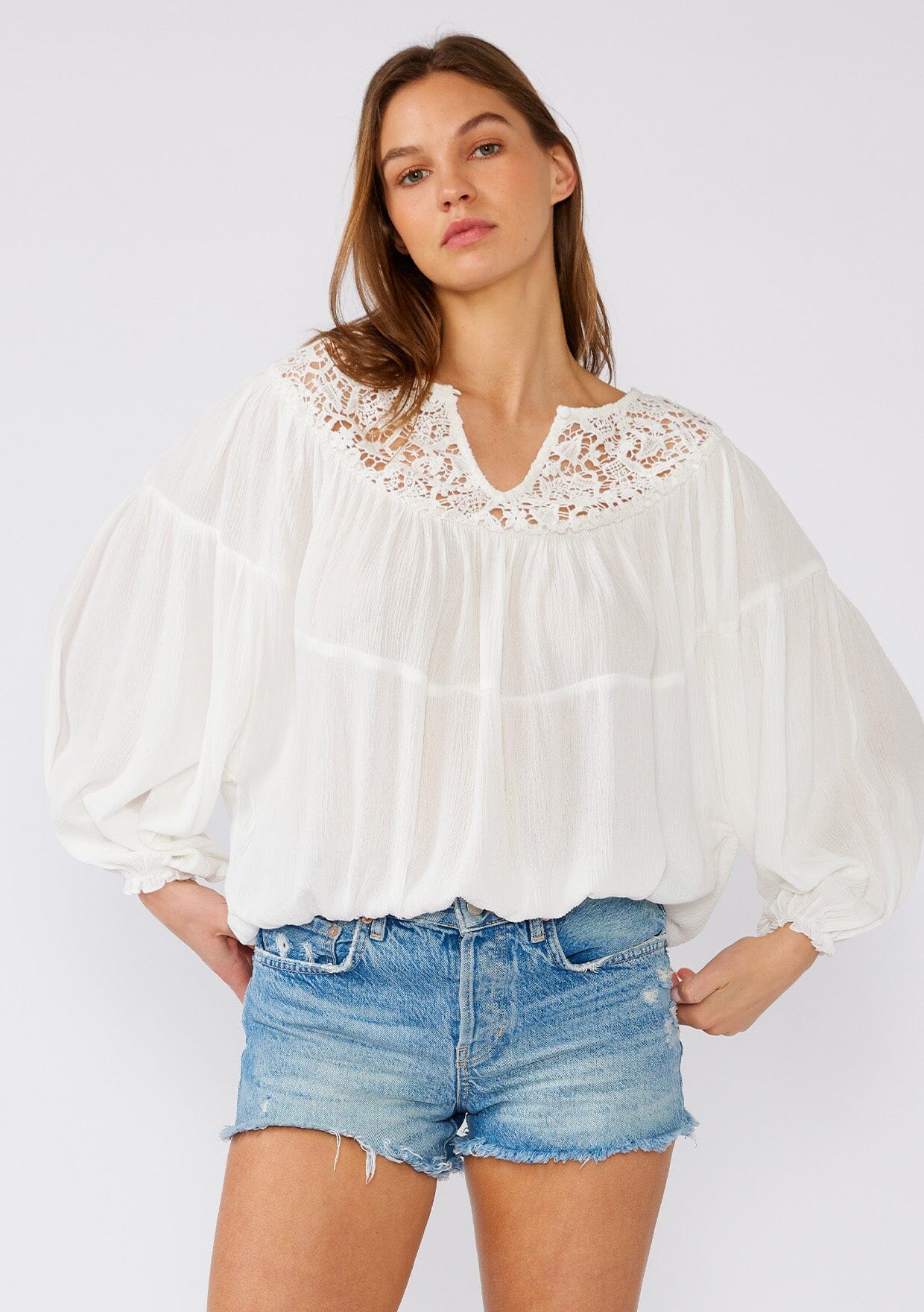 Johanne Crochet Peasant Top