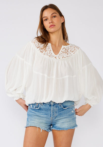 Johanne Crochet Peasant Top