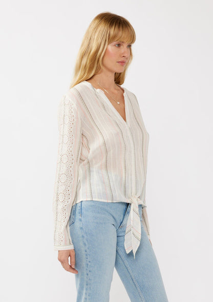 Jessie Striped Tie Front Top
