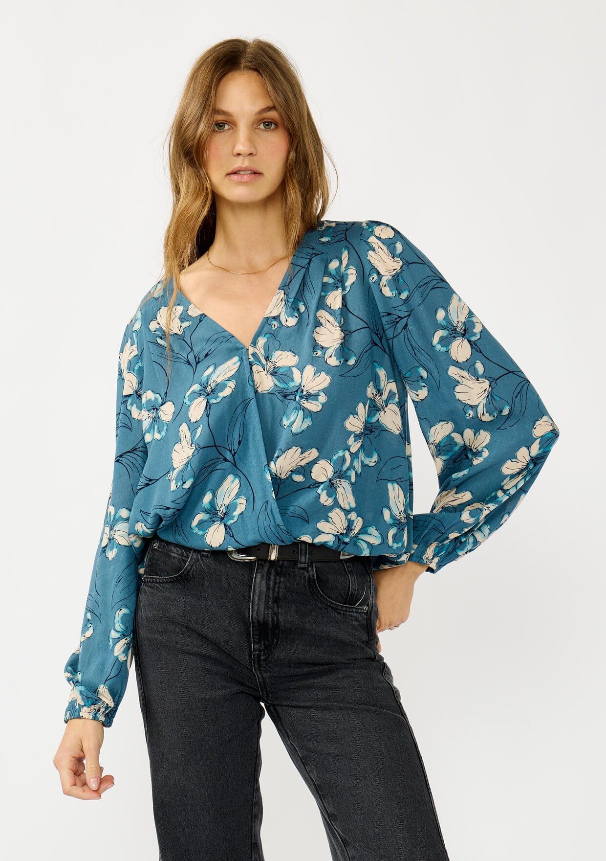Trailing Blossom Surplice Top
