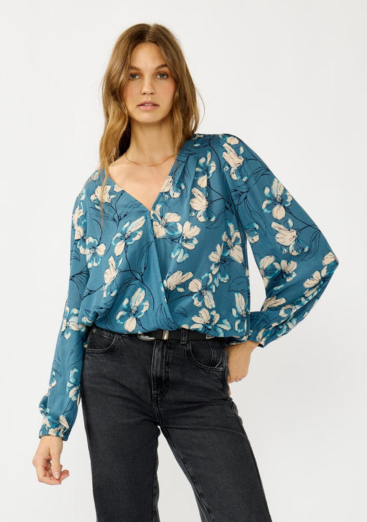 Trailing Blossom Surplice Top