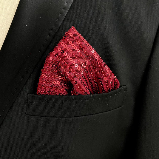 Ruby Stripe Sequin Pocket Square