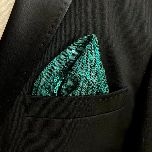 Emerald Stripe Sequin Pocket Square