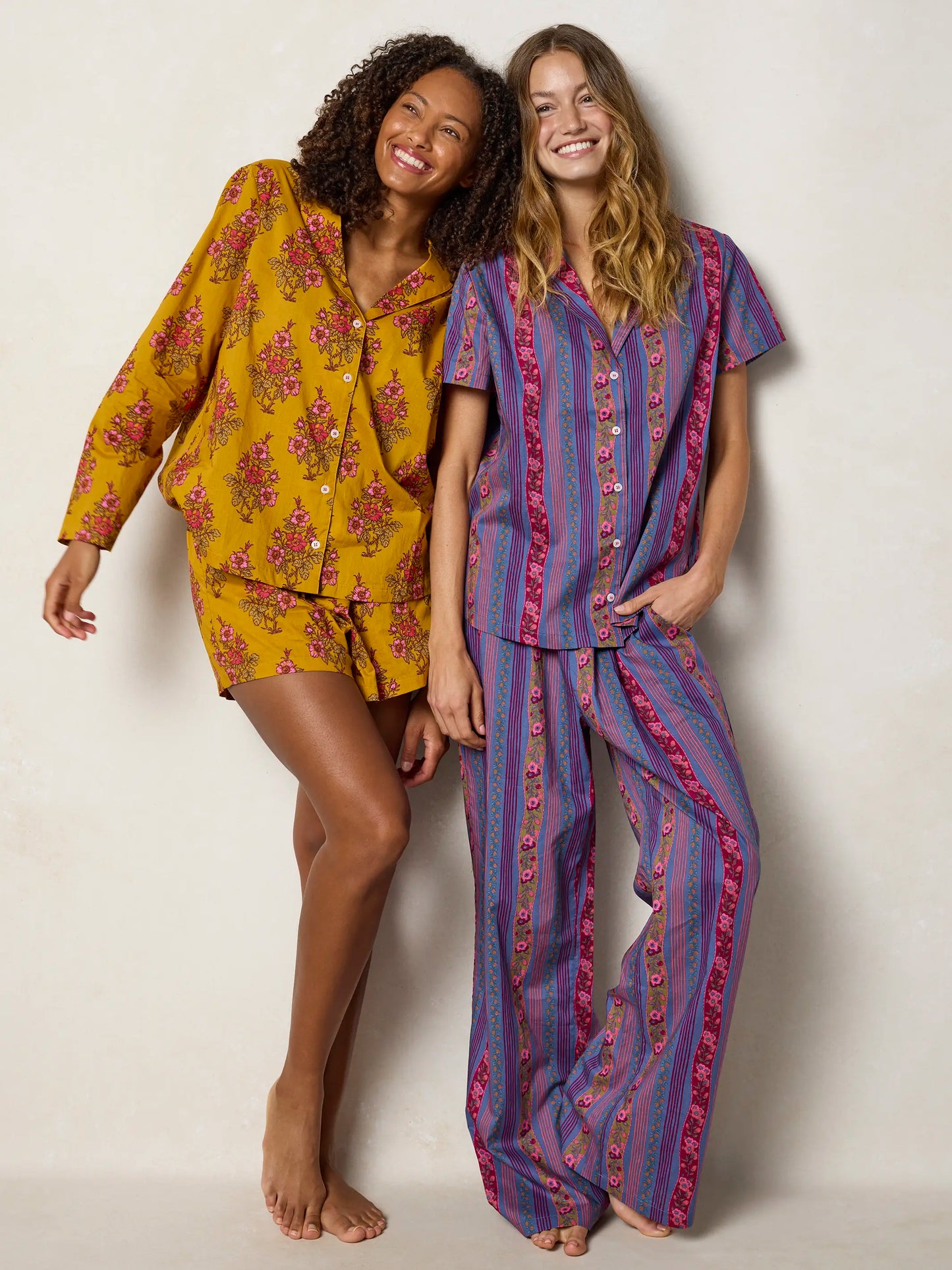 Mix & Match Cotton Short Sleeve Pajama Top - Mari Ditsy Navy