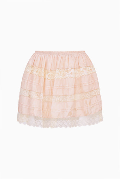 Klara Silk Lace-Trimmed Mini Skirt