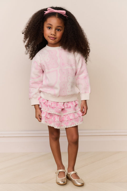 Little Girls Mini Leila Heart Print Pullover