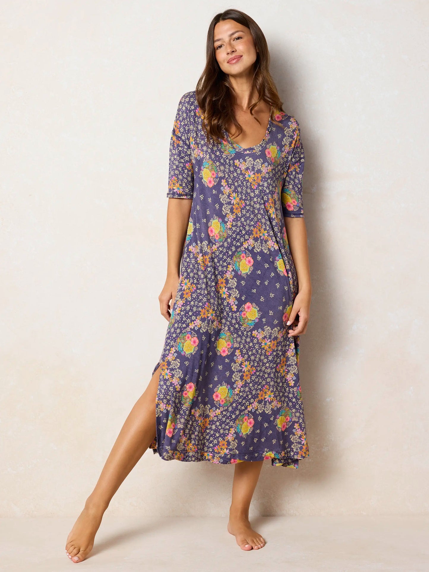 All Day "ButterSoft" Tee Dress - Tropic Bandana Navy