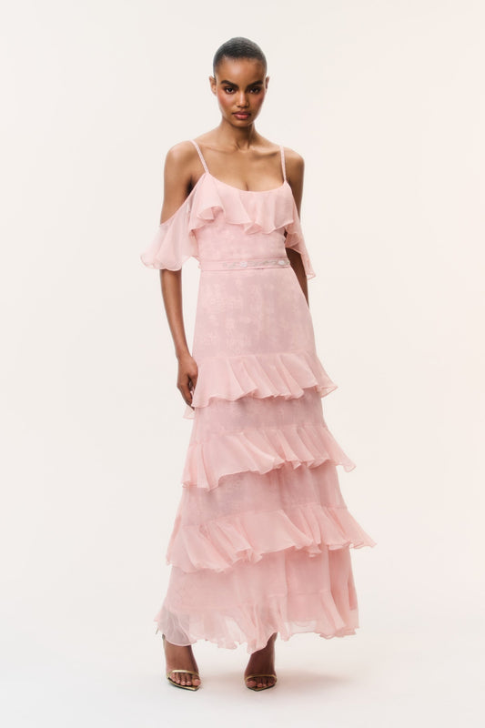 Laelia Floral Chiffon Ruffle Dress