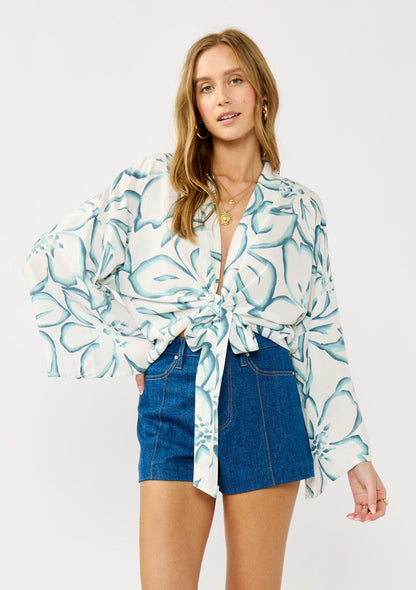 Hidden Island Tie Front Top