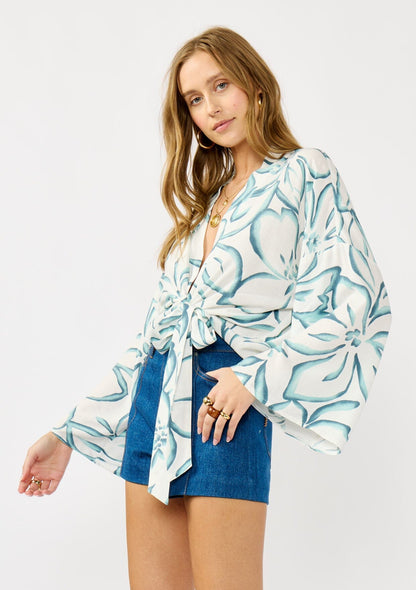 Hidden Island Tie Front Top