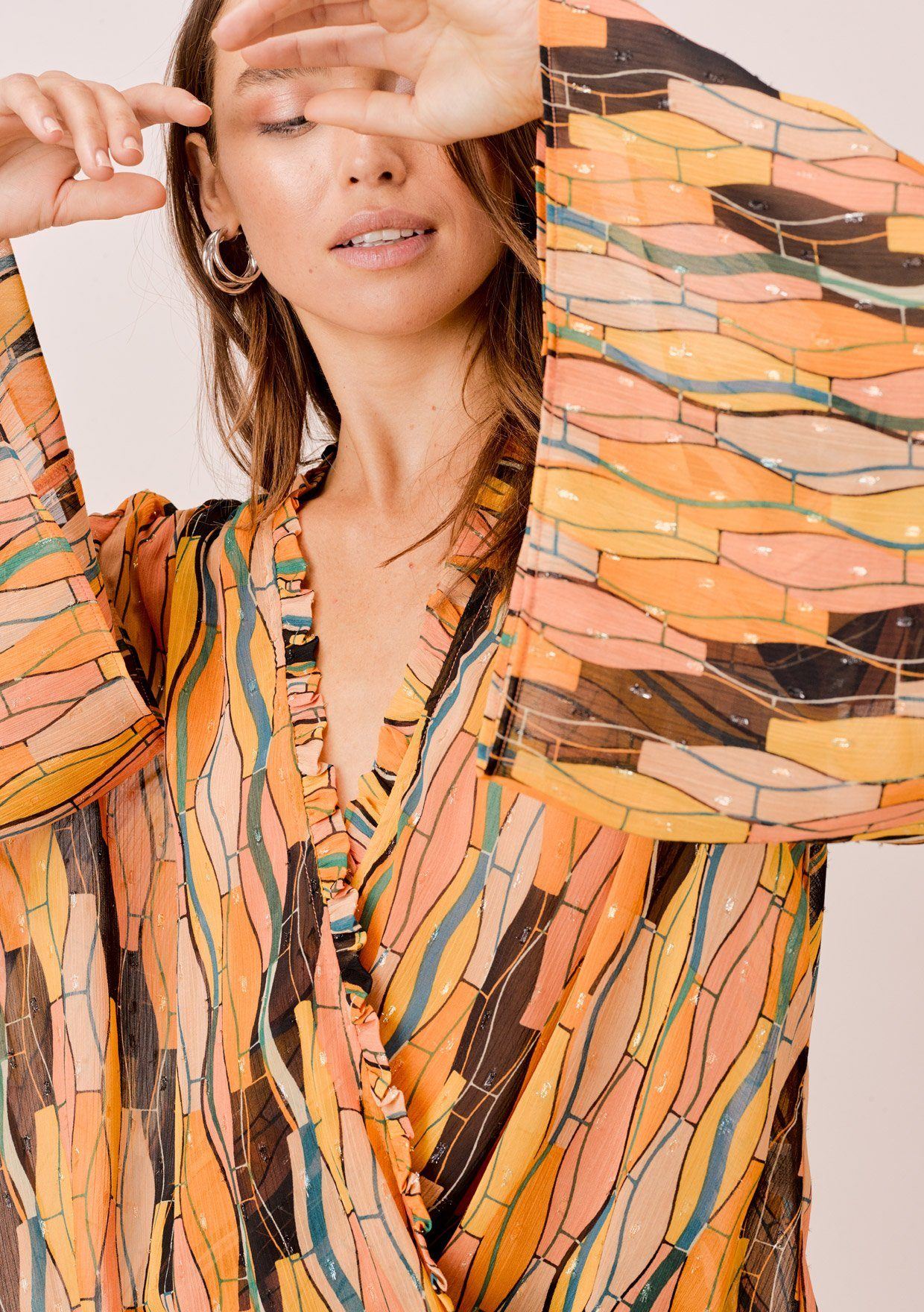 Della Retro Bell Sleeve Top
