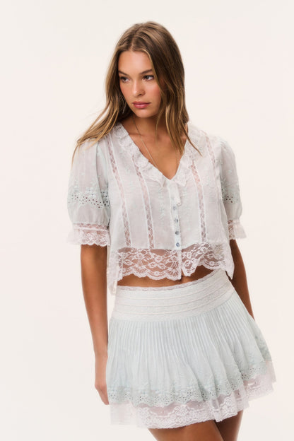 Levant Cotton Lace-Trimmed Mini Skirt