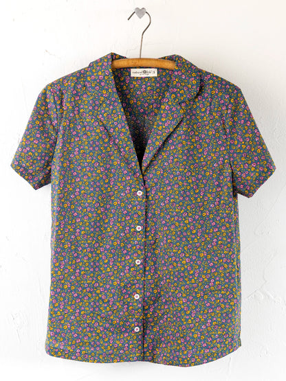 Mix & Match Cotton Short Sleeve Pajama Top - Mari Ditsy Navy