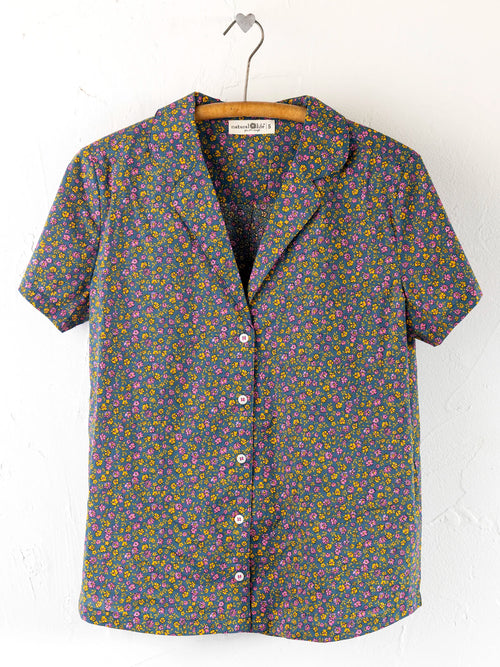Mix & Match Cotton Short Sleeve Pajama Top - Mari Ditsy Navy