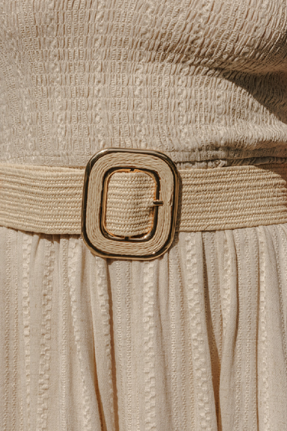 Lucienne Large Rectangle Braided Woven Belt Natural