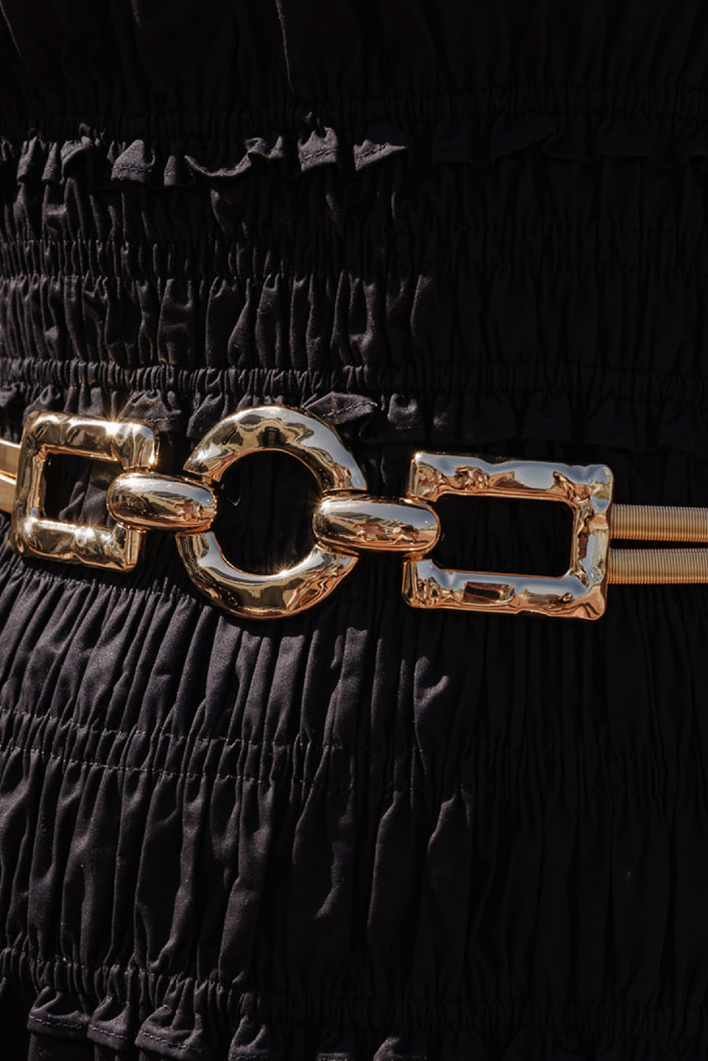 Pennylane Geometric Link Metal Stretch Belt Gold