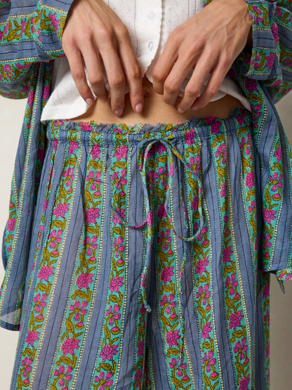Dreamy Cotton Pajama Set - Indigo Vines