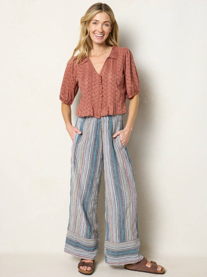 Take a Chance On Me Cotton Pants - Heather Grey Stripes