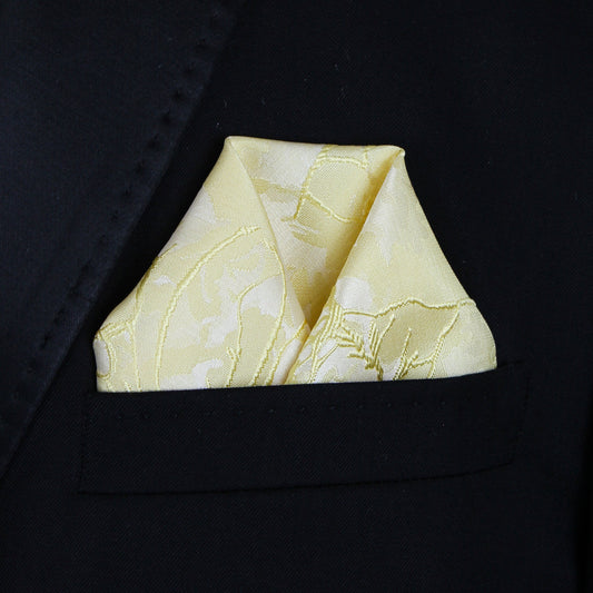 Pocket Square | Yellow Satin Embossed #14