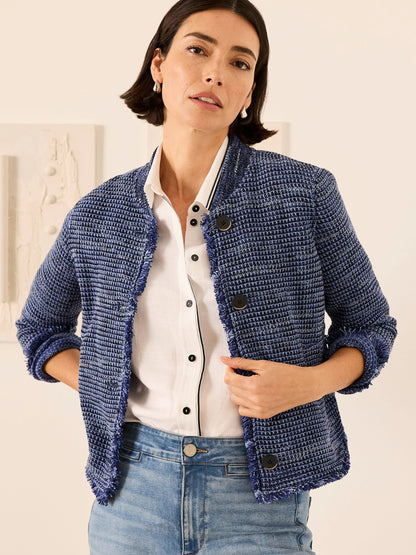 Fringe Knit Bomber Jacket
