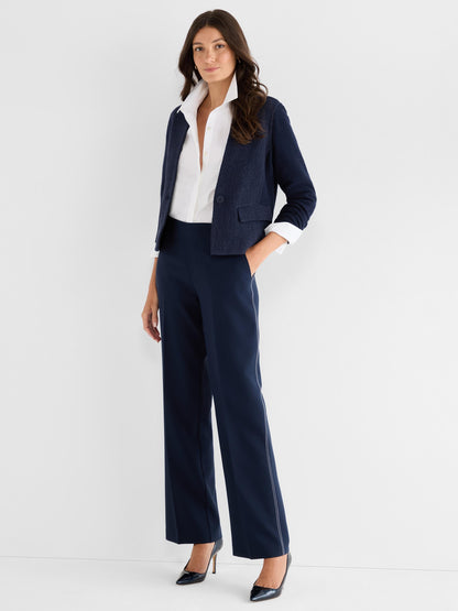 Weave Mix Collarless Knit Jacket
