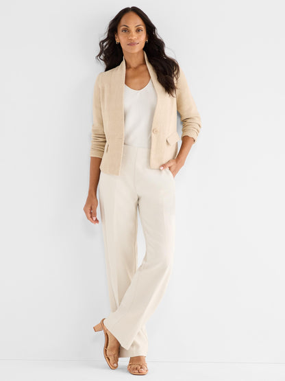 Weave Mix Collarless Knit Jacket