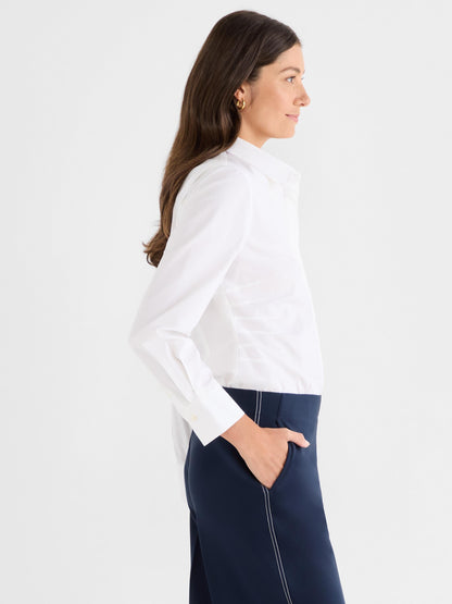 Pintuck Stretch Cotton Shirt