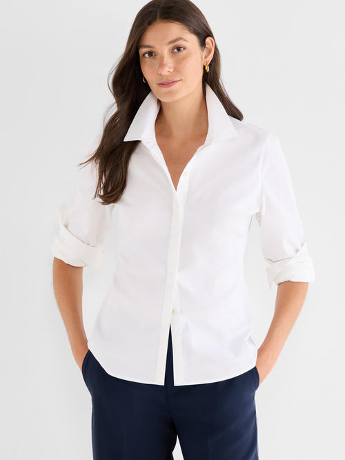 Pintuck Stretch Cotton Shirt
