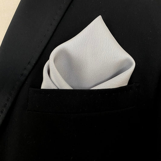 Silver Satin Pocket Square