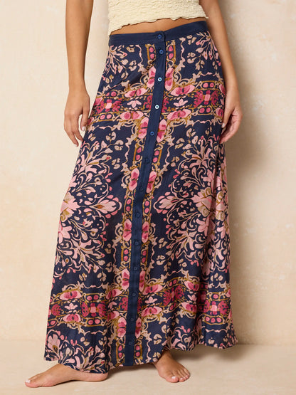Elaina Maxi Skirt - Mandala Bandana Navy