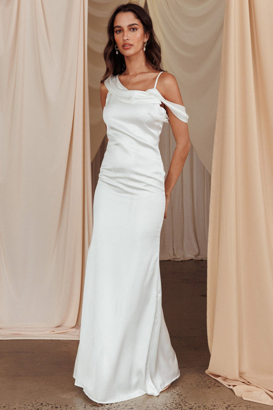 Dawna Draped Sleeve Maxi Dress White