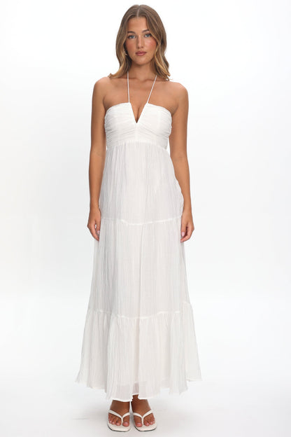 Dorelle V-Bust Halter Maxi Dress White