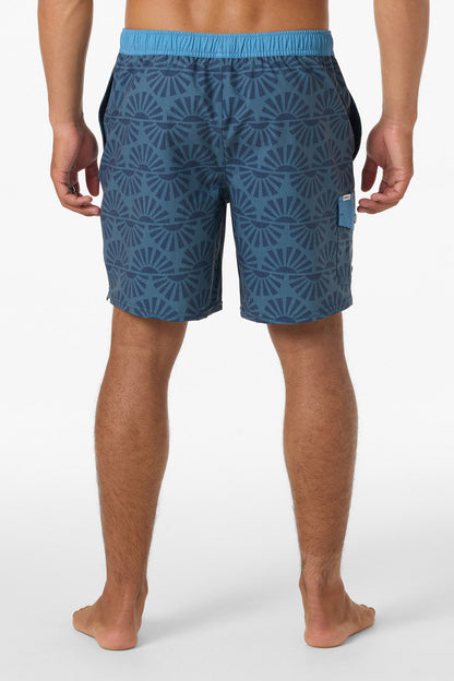 Hermosa Retro Elastic Waist 17" Swim Trunks