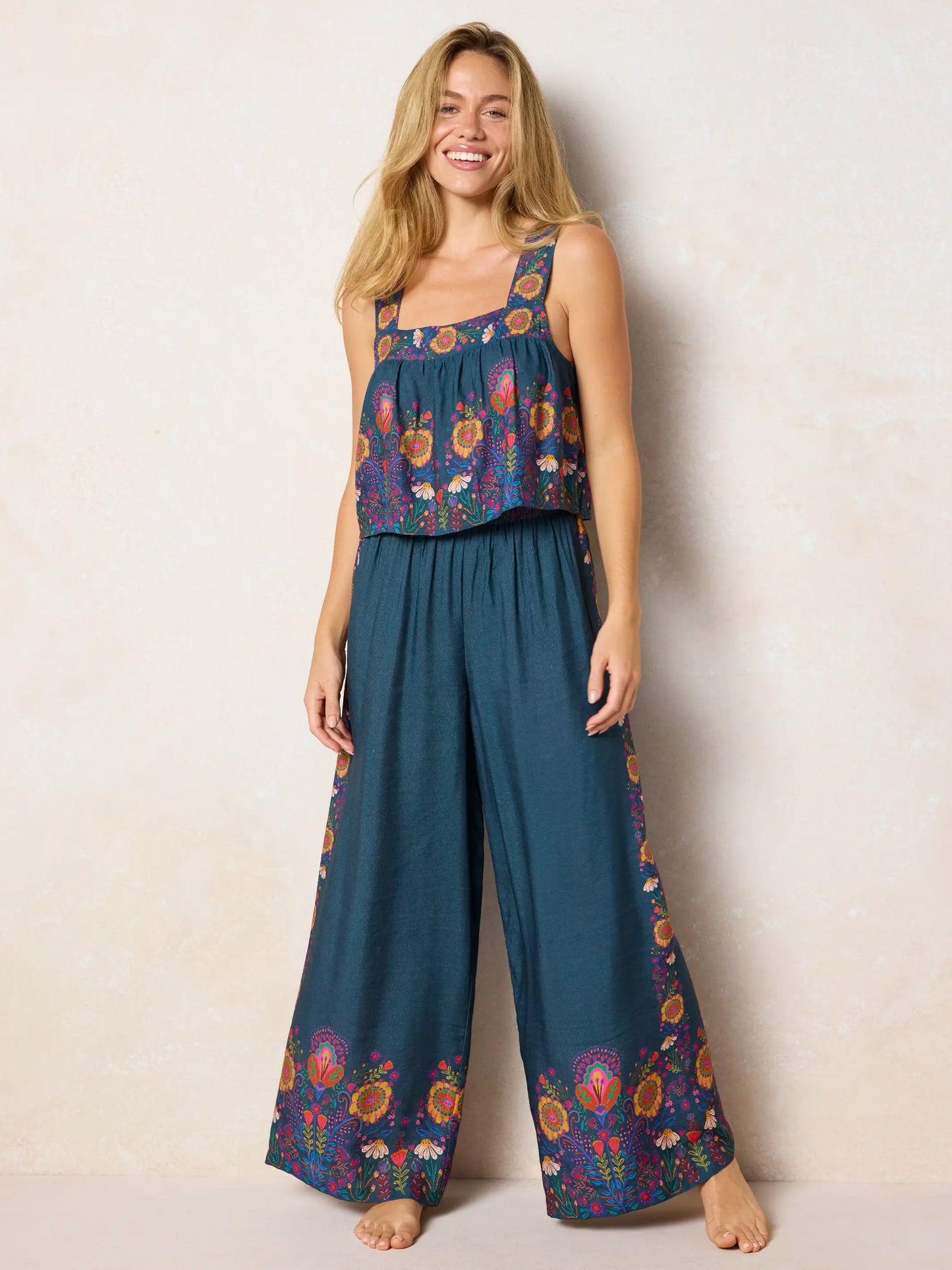 Cece Wide Leg Pants - Slate Blue
