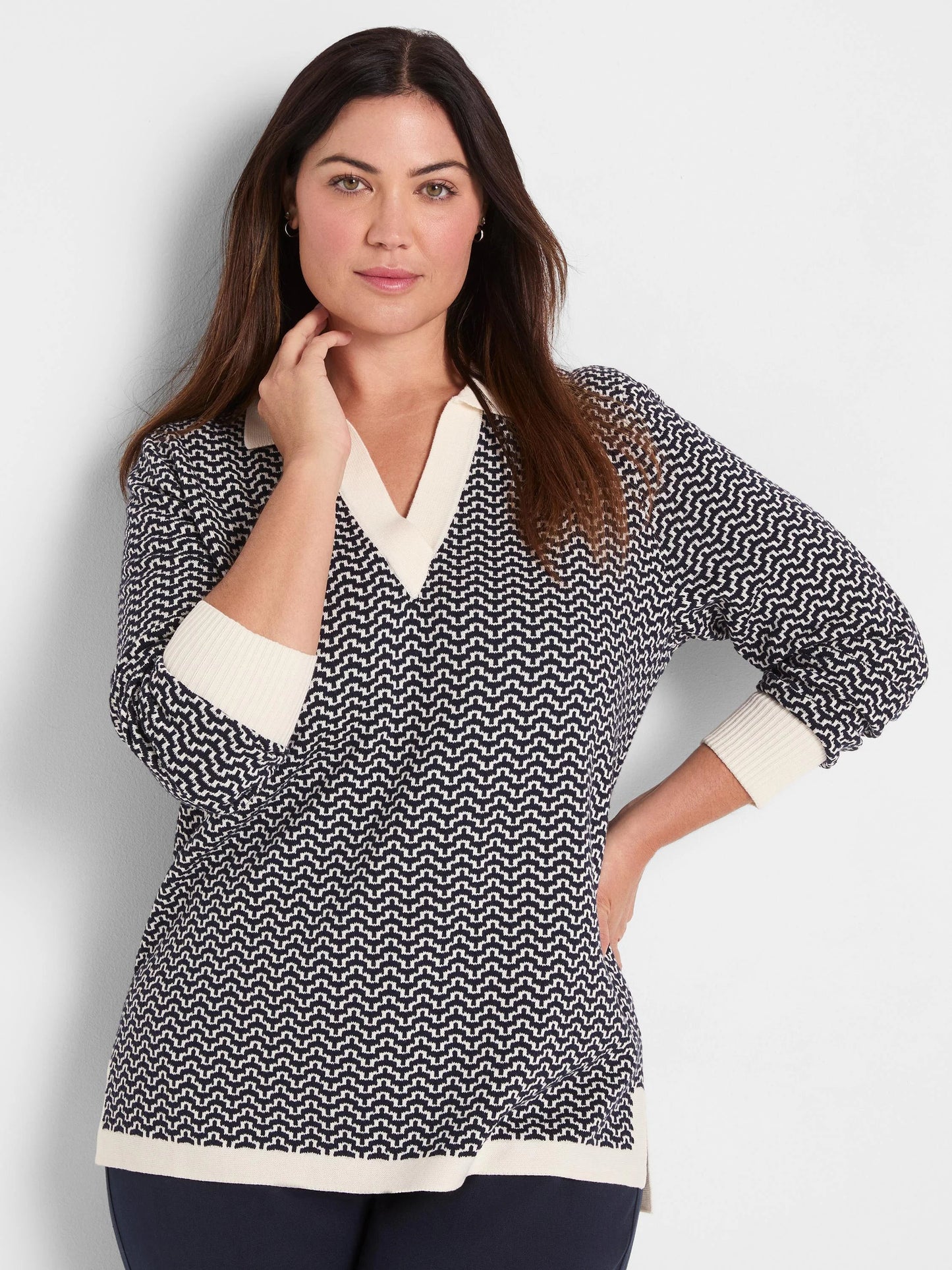Two Tone Jacquard Sweater