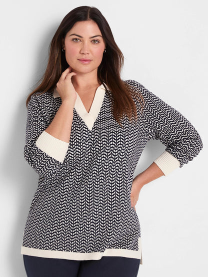 Two Tone Jacquard Sweater