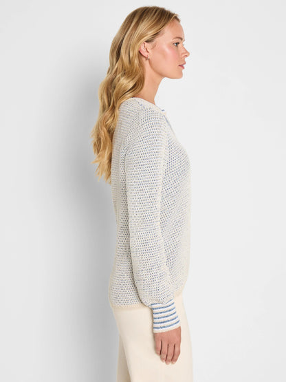 Tuck Texture Split Neck Sweater
