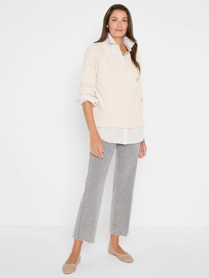 V-Neck Shaker Stitch Sweater