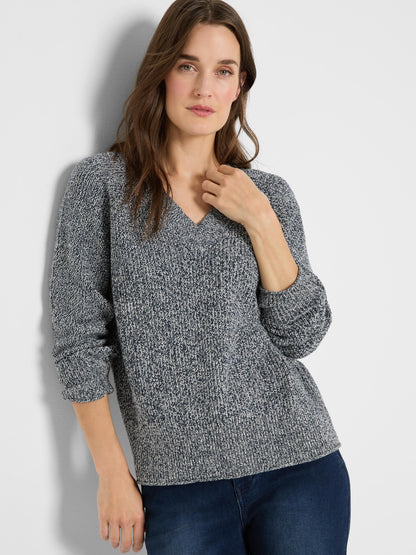 V-Neck Shaker Stitch Sweater