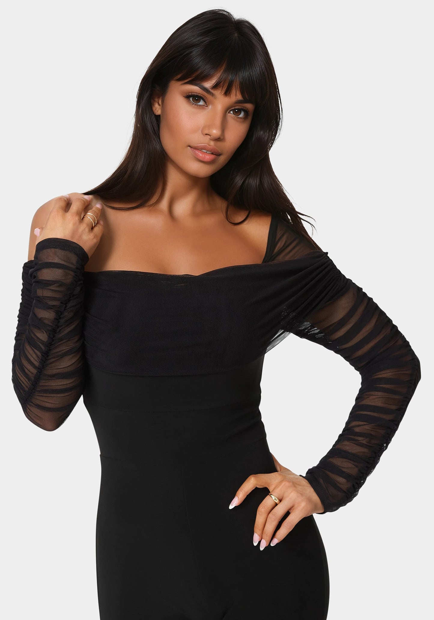 Off Shoulder Ruched Jumpsuit