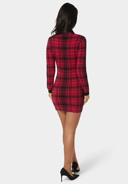 Plaid Faux Cardi Dress