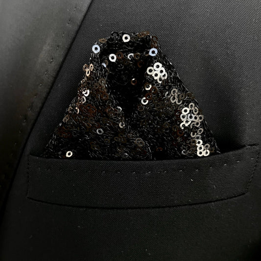 Black Sequin Pocket Square