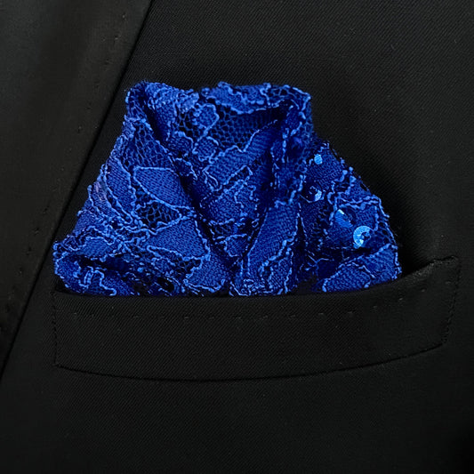 Cobalt Lace Pocket Square
