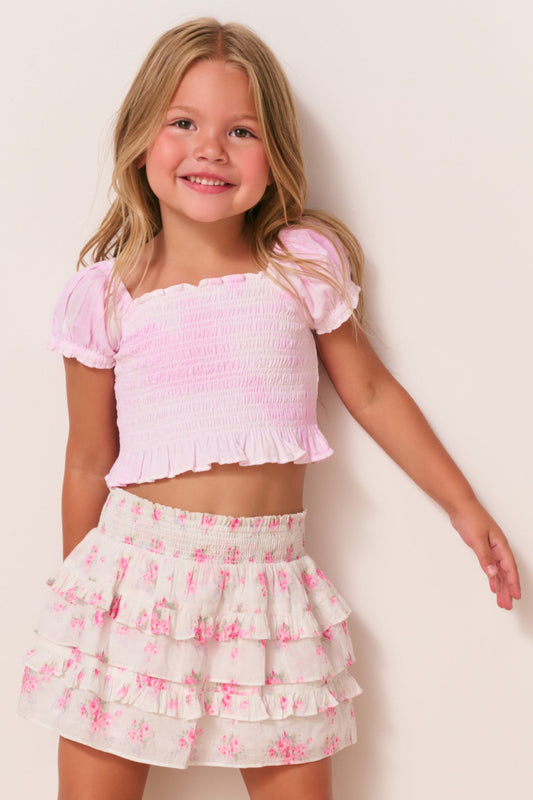 Girls Fabielle Cotton Top - PEONY PINK