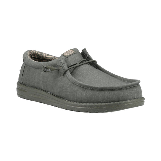 HEYDUDE Wally Stretch Canvas Mens Shoes - Deep Green