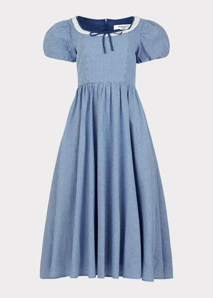 Giselle Micro Gingham Print Dress - Blue