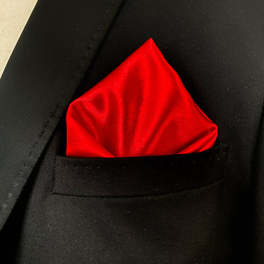 Red Thick Satin Pocket Square